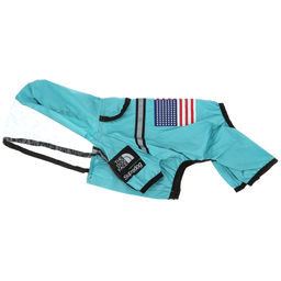 Пэт тойс (Pet toys) Одежда для собаки Комбинезон The dog face прозрачный ПВХ капюшон, с принтом, на липучке, светоотражающие полоски, р-р S, длина спинки 24см/обхват груди 46см/обхват шеи 32см, цвет-бирюзовый, плащевка (Китай) - Домашняя мода фото 4
