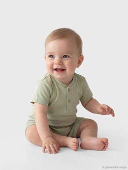 Bask?l? Erkek Bebek Tulum 2li