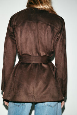 FAUX SUEDE JACKET WITH BELT - Zara фото 6