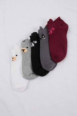 Gri-Cok Renkli 5li Animal Bask? Jakar Orme Corap THMAW22CO0231