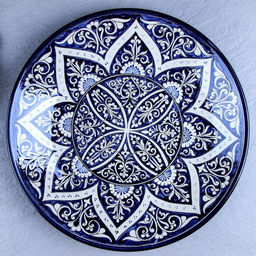 Ляган узбекский Риштанская Керамика «Цветы», d=42 см, синий