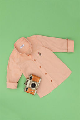 Оранжевая базовая рубашка с длинным рукавом для мальчика Неожиданная скидка в корзине