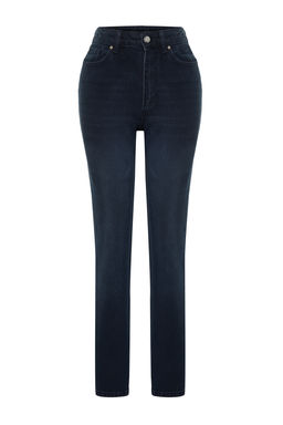 TRENDYOLMILLA Gece Mavisi More Sustainable Yuksek Bel Comfort Straight Jeans TWOAW24JE00091