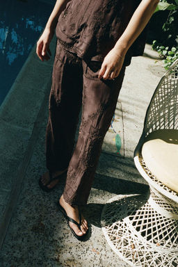 EMBROIDERED BEADED TROUSERS - Zara фото 3
