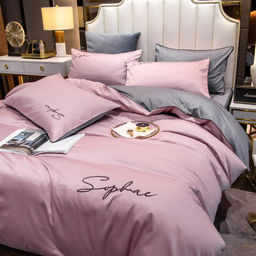 КПБ Mency однотонный с вышивкой MENO017 2 спальный