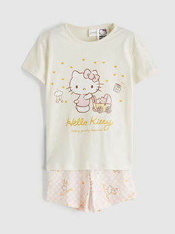 Hello Kitty Bask?l? K?z ?ocuk ?ortlu Pijama Tak?m?