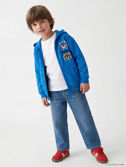 Sonic Bask?l? Erkek ?ocuk Fermuarl? Sweatshirt