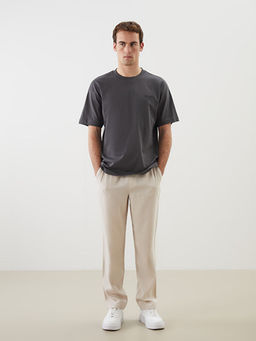 Bisiklet Yaka Bask?l? Penye Erkek Ti??rt