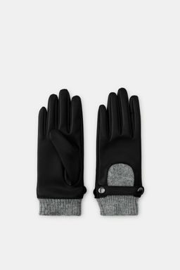 GUANTES EFECTO PIEL COMBINADO / Negro - Zara фото 4