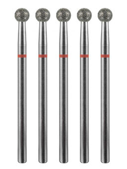 Manita Professional Фреза алмазная шар для аппаратного маникюра 856.104.001.036.040 ФАШ-4,0М, красная насечка, o 4 мм, 5 шт.