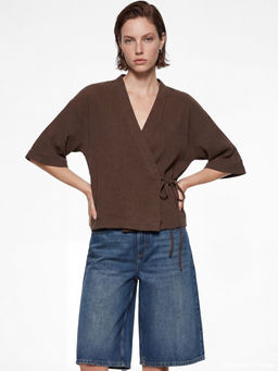 Kruvaze Yaka Dokulu Kad?n Kimono