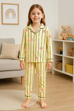 Pudra Yumusak Dokulu K?z Cocuk Bask?l? Orme Pijama Tak?m TKDAW25AU00126 - Trendyolmilla фото 3