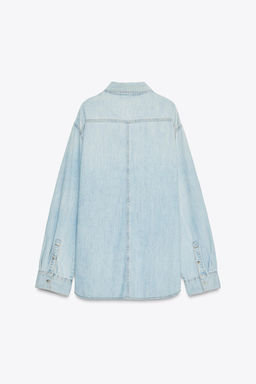 TRF LONG DENIM SHIRT - Zara фото 5
