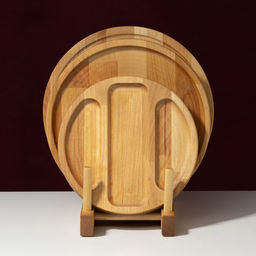 Подарочный набор посуды Adelica «Бари», доска разделочная d=25 см, блюдо для подачи d=24 см, менажница 3 секции d=20 см, подставка, дерево берёза