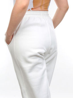 M023 WHITE Брюки спортивные женские на флисе (100% хлопок) 7986