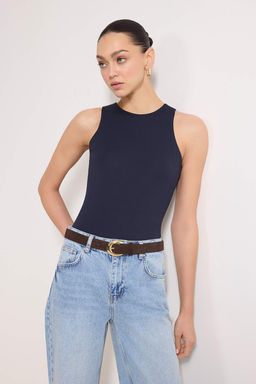 Lacivert Halter Yaka Vucuda Oturan Esnek Alttan C?tc?tl? Orme Body TWOSS20BD0044