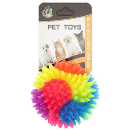 Пэт тойс (Pet toys) Игрушка для собаки Мяч с шипами д7,5см h7,5см, ПВХ, светящаяся, радужный, на картоне (Китай)  фото 2