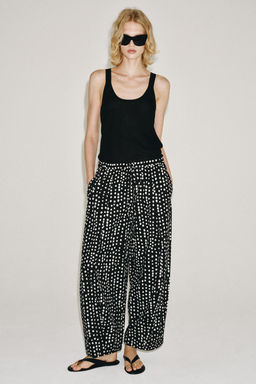 PANTAL?N PIJAMERO LUNARES ZW COLLECTION / Negro / Crudo - Zara фото 3