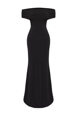 TRENDYOLMILLA Limited Edition Siyah S?rt Transparan Detayl? Orme Abiye Elbise TPRSS25AE00062  фото 3