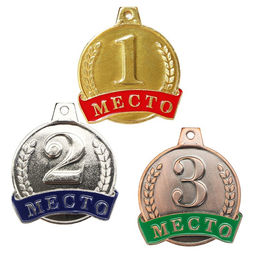 Цена за 2 шт. Медаль призовая «3 место» бронза, d=. 4.5 см, без ленты