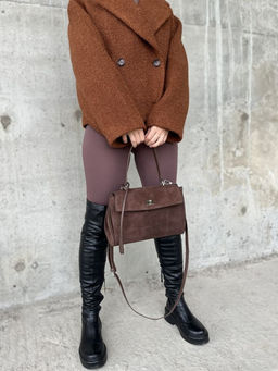 Женская замшевая сумка-портфель 8399 Кофе - Sergio valentini фото 10