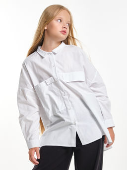 Рубашка для девочки подросткам школьная форма оверсайз UD 7953 белый - Mini maxi фото 9