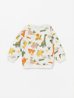 Bisiklet Yaka Uzun Kollu Bask?l? Erkek Bebek Sweatshirt