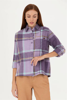 Женская фиолетовая рубашка с длинным рукавом Неожиданная скидка в корзине - U.s. polo assn фото 3