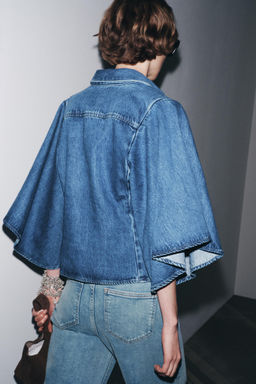 ZW COLLECTION DENIM KIMONO SHIRT - Zara фото 12