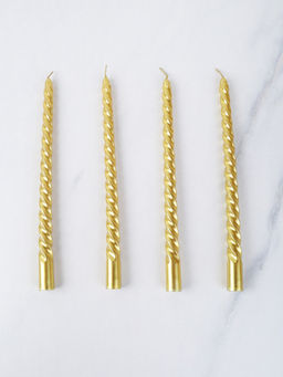 Свеча стержень 4 штуки 25 см витая глянец / LY-150 /уп 144/ золотая - Галеонтрейд фото 2