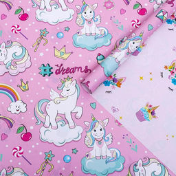 Цена за 10 шт. Бумага упаковочная глянцевая двусторонняя Единороги, 70 х 100 см