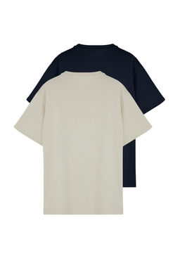 Tas-Lacivert Buyuk Beden 2li Paket Regular/Normal Kesim T-Shirt TMNSS24BF00002 - Trendyolmilla фото 3