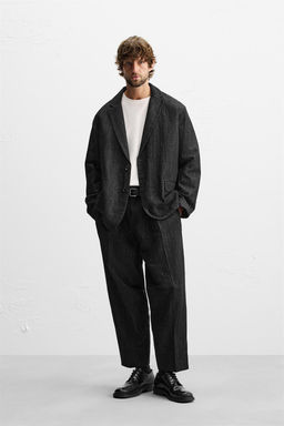 COTTON/LINEN WIDE-LEG JEANS