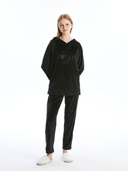 Beli Lastikli D?z Kadife Kad?n Pijama Alt