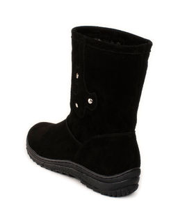 Полусапоги женские на литой подошве., Черные. Замша. Подклад овчина.