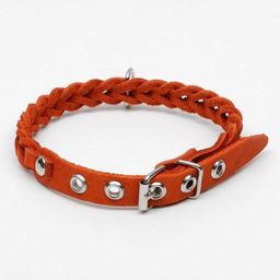 Ошейник кожаный плетеный, 1,2 х 36 см, ОШ 20-30 см, рыжий