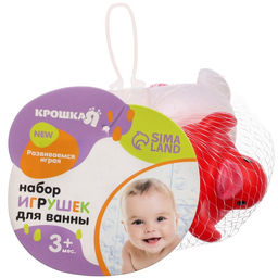 Резиновые игрушки для ванны Крошка Я «Уточки сердечки», в наборе 3 шт., МИКС