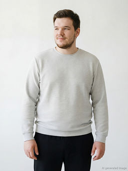 Bisiklet Yaka Uzun Kollu Dokulu Erkek Sweatshirt