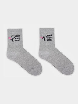 Цена за 5 пар! Носки унисекс серые с надписью У тебя что-то упало - Mark formelle фото 2