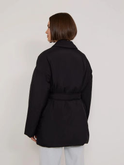 Куртка с поясом N055/charcoal - Emka фото 9