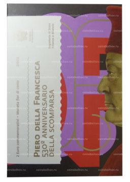 2 евро 2022 года Сан-Марино 530 лет со дня смерти Пьеро делла Франческа (В подарочном буклете)