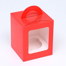 Цена за 2 шт. Коробка для 1 капкейка, красная, 9.2×9.2×11.1 см