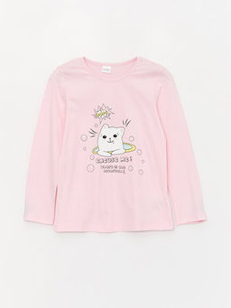 Bisiklet Yaka Bask?l? Uzun Kollu K?z ?ocuk Pijama Tak?m? - Waikiki фото 2