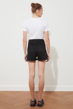 Siyah More Sustainable Yuksek Bel City Boy Denim Sort TWOSS20SR0210