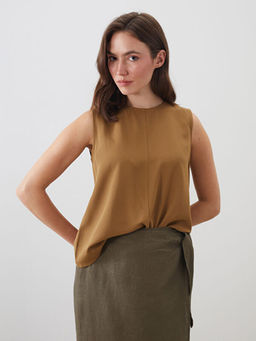 Bisiklet Yaka Keten Kar???ml? Bluz