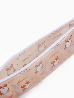 Цена за 3 шт. Косметичка-пенал на молнии, с рисунком Корги, бежевая - Simaland фото 3