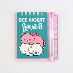 Набор Котики блокнот А7, 32 листа, мини-ручка синяя паста, пишущий узел 0.5 мм - Artfox фото 9