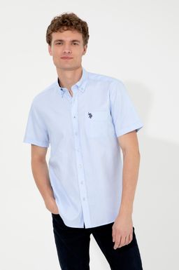 U. S. Polo Assn Мужская голубая рубашка с коротким рукавом