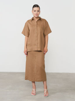 Рубашка льняная 801248 кэмел