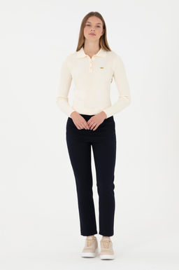 Женские темно-синие брюки из плотной ткани Неожиданная скидка в корзине